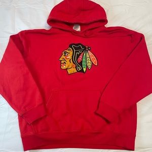Chicago Blackhawks NHL Youth Large Red Pullover Hoodie Embroidered Logo.